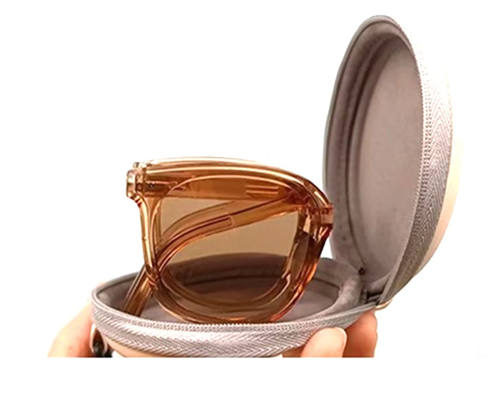 Gafas de sol plegables con estuche, gafas de sol para mujer, modernas, con amortiguación de aire, gafas polarizadas UV 400