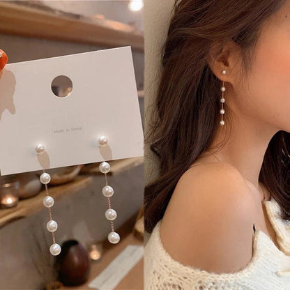 Pendientes Largos de Perlas Cascada - Tienda Kiosko