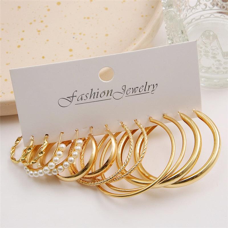 Juego de Pendientes de Aro Oro Circle - Tienda Kiosko