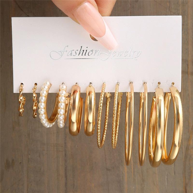 Juego de Pendientes de Aro Oro Circle - Tienda Kiosko