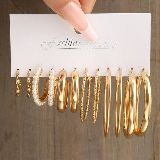 Juego de Pendientes de Aro Oro Circle - Tienda Kiosko
